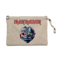 Iron Maiden Bionic Krem Clutch Astarlı Cüzdan / El Çantası Krem