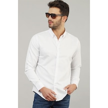 Tudors Slim Fit Dar Kesim Oxford Spor Erkek Gömlek-19310 Beyaz