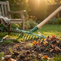 14 Dişli Metal Bahçe Tırmığı - 37 Cm Genişlik - Dayanıklı Yapı Çok Renkli