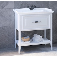 Denko Öykü 80 Cm Beyaz Banyo Dolabı Alt Modül Lavabo Beyaz