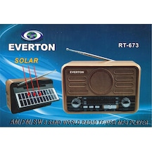Everton RT-673 Bluetooth Fm-usb-tf-aux Şarjlı Solar Nostaljik Radyo Hoparlör