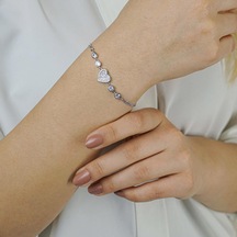 925 Ayar Gümüş Tek Taşlı Kalpli Kadın Kolye