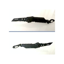 Omeniv Mini Çelik Kamp Çakı Kamp Bıçak Testere Karabiner Anahtarlık Kolye Siyah