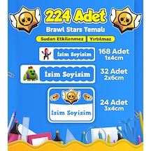 Okul Kreş Kişiye Özel İsim Etiket Seti Brawl Star Temalı - Model 126 Çok Renkli
