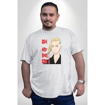 Angemiel Ken Ryugujı Anime Tokyo İntikamcıları Beyaz Büyük Beden Kadın Erkek Ünisex Basic Ön Baskılı Tişört Beyaz