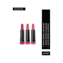 Max Factor Matte Lipstick Ruj 15 Flame + 20 Rose + 25 Blush