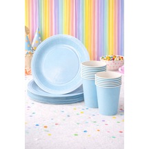 Beysüs Makaron Mavi 8li Tabak Bardak Set