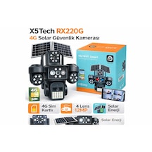 X5tech Rx220g 4g Solar 4 Lensli Sim Kartlı E-sim Güvenlik Kamerası