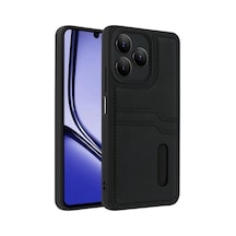 Jenerik Realme Note 50 4g Kılıf Sara Kartvizitli Deri Kılıf - Siyah
