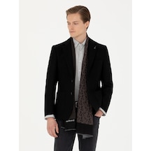Cacharel Siyah Slim Fit Yün Karışımlı Spor Ceket