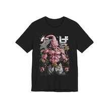 Ustaprint3d Majin Buu Anime Tişört Dragon Ball Z Tasarım %100 Pamuk Dtf Baskılı Unisex Oversize T-shirt Siyah