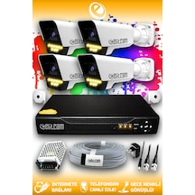 Elitcam 4 Kameralı Süper 4 Dış Kamera Set HDD'siz 5 MP 2K Net Renkli Gece Görüşlü Güvenlik Kamerası Sistemi