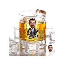 Kişiye Özel Renkli Baskılı Erkek Karikatürlü Viski Bardağı-50