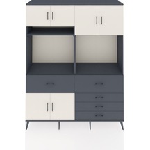 Hyperion Gardrop 7 Raflı 5 Çekmeceli 6 Kapaklı 176x44x221 Antrasit-aytaşı/antrasit Aytaşı/antrasit