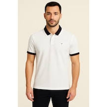 Lupinn Erkek Polo Yaka Düz Renk Kısa Kollu Pamuklu Tişört Rahat Ve Şık Tasarım Beyaz