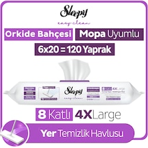 Sleepy Easy Clean Orkide Bahçesi Mopa Uyumlu Yer Temizlik Havlusu&Mendili 6x20 (120 Yaprak)