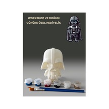 3d Darth Vader Figür Boyama Seti - Kendin Boya Hobi Ve Etkinlik Seti - Akrilik Boya + 2 Fırça