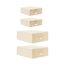 Tr 4'lü Bej Balıksırtı Destekli Hurç Set 2 Adet 31 X 38 X 12 + 45 X 55 X 18 Cm Genel