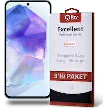 Samsung Galaxy A55 İle Uyumlu Temperli Ekran Koruyucu Kırılmaz Cam Ekonomik 3'lü Paket