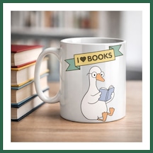Bezos I Love Books Yazılı Tasarım Kupa Model 206 Kitap Severlere Özel Seramik Kahve Kupası Hediye Seçeneği Bzs01 Çok Renkli