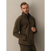 Xint Haki Regular Fit Dik Yaka Polar Sweatshirt 300276