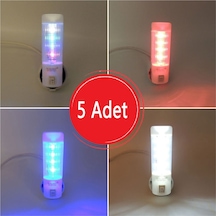 Uzun Led Gece Lambası 0,5W Tasarruflu Işıklı Fişli Düğmeli 5 Adet(503909284) Çok Renkli