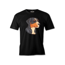 A Cute Dog Illustration Siyah Erkek Tshirt 001