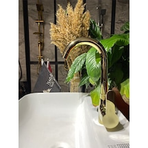 İsaoğlu Yapı Gold Lavabo Bataryası Altın Lavabo Musluğu Yüksek Model Fonksiyonel Parlak Gold Musluk Gold