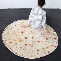 Suofeng Meksika Tortilla Desenli Koltuk Yatağı Battaniye, Gevrek Lezzetli Görünüm, 120cm Çap, Yumuşak Ve Isı Sağlayıcı Diğer