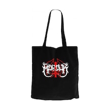 Marduk Logo Siyah Kanvas Bez Çanta Siyah