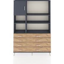 Arges Dolap 7 Raflı 8 Çekmeceli Tek Kapaklı 132x30x195 Antra... Antrasit