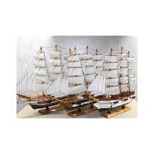 5 Adet Ahşap Yelken Gemi Modeli Dekoratif Masaüstü Süs, Deniz Temalı Dekor, Model Ship, Sailing Boat