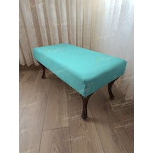 Ayak Ucu Kapı Önü Antre Düz Bench Puf Orta Sehpa Ceviz Ayak 120 45 Turkuaz