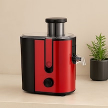 600w Katı Meyve Sıkacağı - 65mm Geniş Ağız, Çelik Filtre Kırmızı