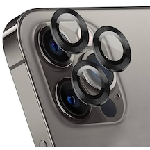 Ennar Apple Uyumlu iPhone 14 Pro 6.1'' Metal Çerçeveli Kamera Koruma Lensi Siyah Siyah