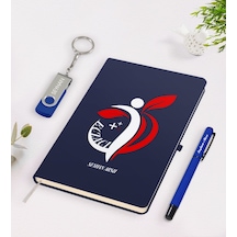 Kişiye Özel Eczacı Temalı Lacivert Defter Kalem 32Gb Usb Bellek H