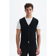 Arma Erkek Slim Fit Basic %100 Pamuk Triko Yelek K9kro0853 Siyah