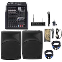 Mixerli Ses Sistemi Seti 1 Anfi Hoparlör Mikrofon Mixer Paket