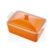 Rossallını Lıfe Büyük Dikdörtgen Kapaklı Turuncu Fırın Kabı 38x23x8,5 Cm Turuncu