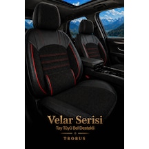 Bmw 5 Serisi 2010 Ve Sonrası Bel Destekli Tay Tüyü Koltuk Kılıfı Velar Serisi Siyah Kırmızı