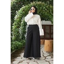 1153-denim Püsküllü Pantolon Etek Siyah Siyah