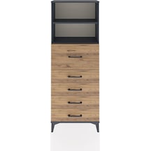 Arges Dolap 2 Raflı 5 Çekmeceli 60x30x163 Antrasit-çam Antrasit