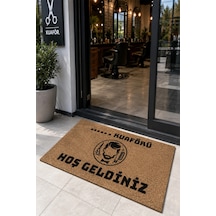 Valerine Life Erkek Kuaförü Berber Coco Hoş Geldiniz İşyeri Koko Kapı Önü Paspası 50x90cm Kişiye Fir Kahverengi