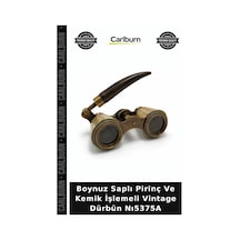 Boynuz Saplı Pirinç Ve Kemik İşlemeli Vintage Dürbün Nı5375a Masa Süsü Klasik Tarz Sanatsal Parça