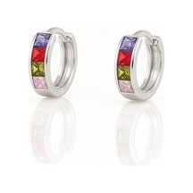 White Gold Plated Mini Laetus Hoop Küpe Silver