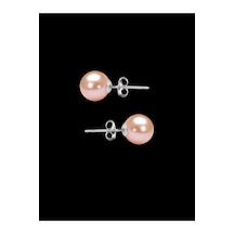 Bymissmücevherat 925 Ayar Gümüş Pembe İnci Küpe 10 Mm