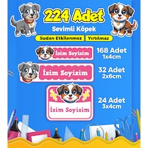 Sevimli Köpek Temalı Okul Kreş Kişiye Özel İsim Etiket Seti - Model 393 Çok Renkli