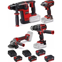 Einhell TP-HD 18/26 + TP-CI 18/220 + TP-CD 18/60 Li + TP-AG 18/125 Ce Q 4x4.0AH Kömürsüz Darbeli Profesyonel Makine Seti