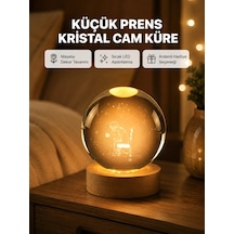 Kargo 8 Cm Küçük Prens Cam Küre Usb Işıklı Ahşap Tabanlı Dekor Najmaddin
