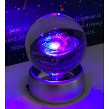 Toz Bulutu Kristal Cam Küre Renk Değiştiren Led Işıklı Gece Lambası Dekoratif Hediyelik Galaxy Samanyolu 1.0 Beyaz Gri